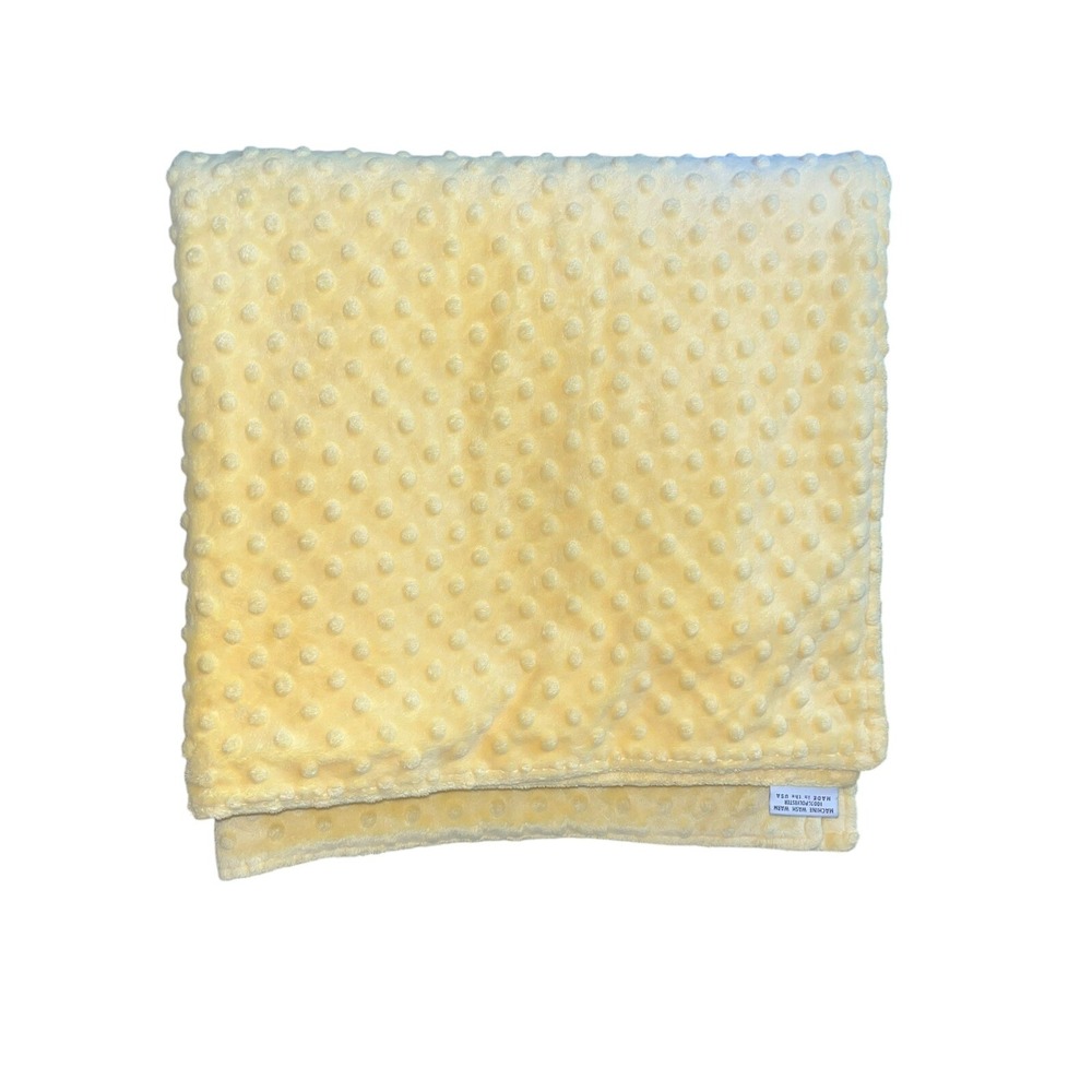 MEG ORIGINAL Baby Blanket Minky Dot YELLOW Raised Circles Lovey EUC 30x30"